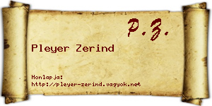 Pleyer Zerind névjegykártya